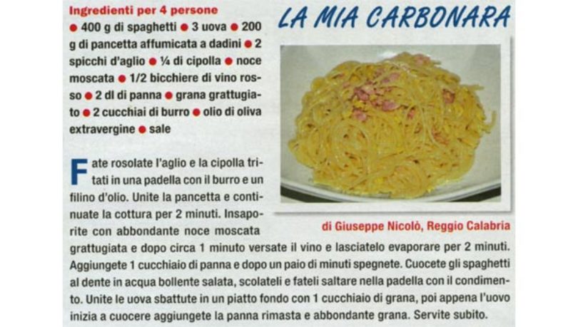 Storia di una carbonara personalizzata