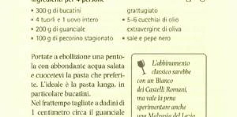 Carbonara, ecco una ricetta (quasi) classica