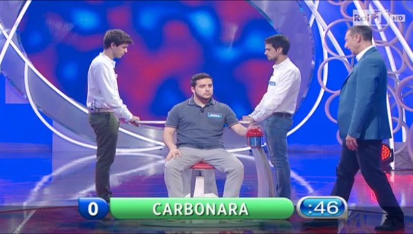 Reazione a catena, la carbonara nel quiz di RaiUno