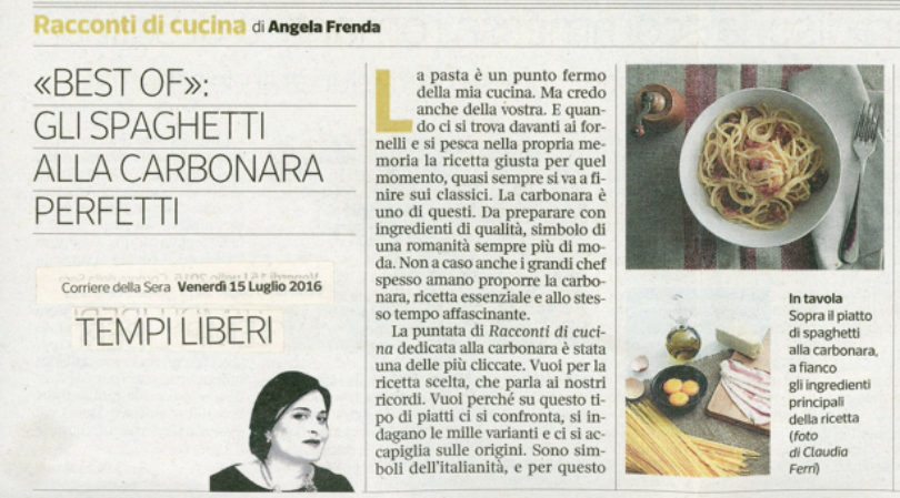 Best of, la carbonara perfetta di Angela Frenda