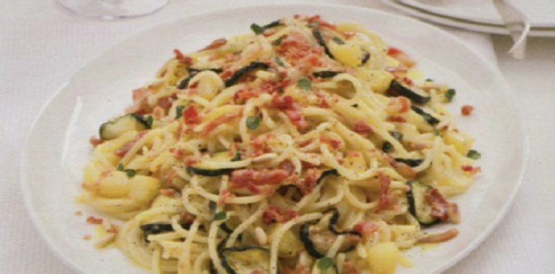 Slurp! La carbonara di zucchine e patate al guanciale