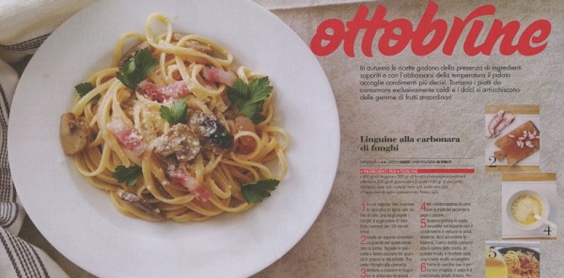 Linguine alla carbonara di funghi, le tentazioni d’autunno