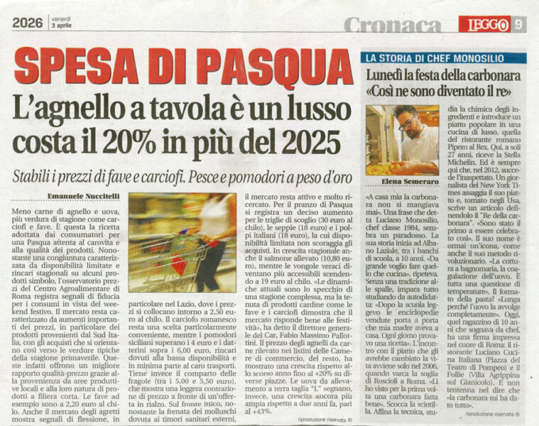 Leggo 3 aprile 2026 Monosilio e la carbonara